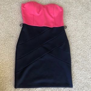 Color block strapless mini dress